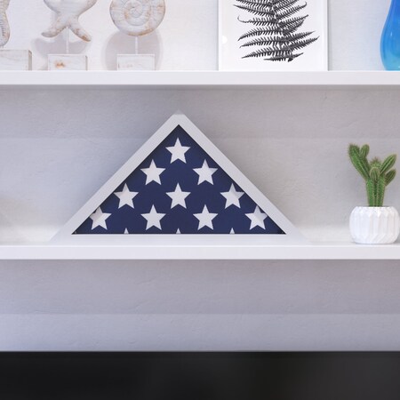Flash Furniture White Display Case for 9.5 x 5 Veteran Flag HFMHD-GDIS-CRE8-354315-GG